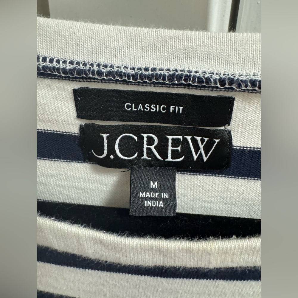 J. Crew Navy and White Striped Long Sleeve Tee - Picture 2 of 5